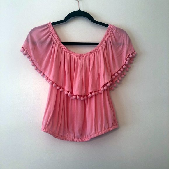 Forever 21 Short Sleeve Cropped Blouse in Pink Size L - Picture 4 of 9